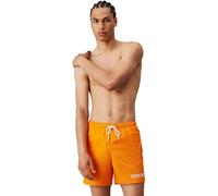 Calvin Klein Herren Badeshorts Medium Drawstring Print Mittellang, Orange (Ip Water Reactive AOP), XL