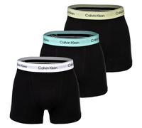 Calvin Klein Herren Boxershorts, 3er Pack - Relaxed Trunk, Icon Stretch, Logobund Schwarz/Weiß/Türkis/Grün M