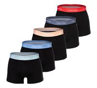 Calvin Klein Herren Boxershorts, 5er Pack - Trunks, Icon Stretch, Logobund Schwarz/Blau/Rot S
