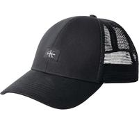 Trucker Cap CALVIN KLEIN JEANS "MONOLOGO WOVEN PATCH TRUCKER", Herren, schwarz, Web;Netz, Baumwolle, unifarben, Caps, Netzeinsatz, Größe individuell verstellbar (75255657-0) schwarz