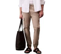 Cargohose CALVIN KLEIN JEANS "PLL ON SKNNY CRG RPS", Herren, Gr. L, N-Gr, grün (vintage khaki), Web, Obermaterial: 58% Baumwolle, 39% Polyester, 3% Elasthan, unifarben, casual, regular fit lang, Hosen