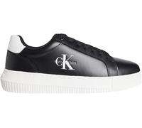 Sneaker CALVIN KLEIN JEANS "CHUNKY CUPSOLE MONO LTH", Herren, Gr. 42, schwarz-weiß (schwarz, weiß), Leder, unifarben mit Farbeinsatz, sportlich, Schuhe, Schnürschuh, Halbschuh, Freizeitsneaker mit sei