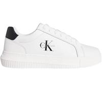 Calvin Klein Herren Cupsole Sneaker Chunky Mono aus Leder, Weiß (Bright White/Black), 44