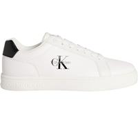 Sneaker CALVIN KLEIN JEANS "CLASSIC CUPSOLE MONO LTH", Herren, Gr. 47, schwarz-weiß (weiß, schwarz), Leder, Lederimitat, unifarben mit Farbeinsatz, Schuhe Sneaker, Freizeitsneaker, Halbschuh, Schnürsc