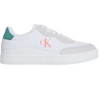 Calvin Klein Herren Cupsole Sneaker Classic Nylon Mix mit Logo, Weiß (Bright White/Wild Green/Tigerilily), 45
