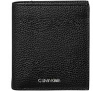 Geldbörse CALVIN KLEIN "FOIL EMBOSS SLIM TRIFOLD w CARD", schwarz, Leder, unifarben, klassisch, Kleinlederwaren, Geldbeutel, Herren Portemonnaie mit Logoschriftzug (78773853-0) schwarz