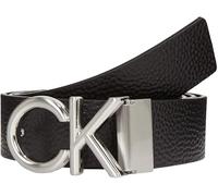 Calvin Klein Herren Gürtel Metal Monogramm-Schnalle, Schwarz (Ck Black Pebble), 130 cm