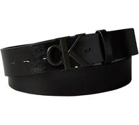 Ledergürtel CALVIN KLEIN "MONOGRAM BUCKLE 35MM", Herren, Gr. 125, schwarz, matte schwarz, Rindsleder, unifarben, Gürtel Ledergürtel, Größenverstellbar (98352216-125) schwarz, matte schwarz