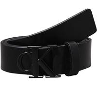 Calvin Klein Herren Gürtel Round Mono Plaque Leather Belt aus Leder, Schwarz (Black/Black), 115 cm