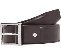 Calvin Klein Herren Gürtel Sleek Square aus Leder, Braun (Dark Brown Smooth), 125 cm