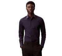 Businesshemd CALVIN KLEIN "SLIM ESNTL POPLIN NOS STR SLD", Herren, Gr. 41, N-Gr, blau (night sky), Web, Obermaterial: 97% Baumwolle, 3% Elasthan, unifarben, slim fit hüftlang, Rundhals, eingesetzt 1-K