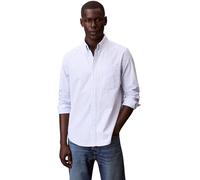 Langarmhemd CALVIN KLEIN JEANS "STRIPE OXFORD CLASSIC SHIRT", Herren, Gr. M, N-Gr, blau descent, Web, Obermaterial: 98% Baumwolle, 2% Elasthan, gestreift, regular fit normal, Rundhals, eingesetzt Mans