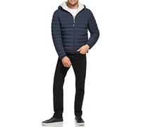 Calvin Klein Herren Hooded Down Jacket, Quilted Coat, Sherpa Lined Jacke, Echtes Marineblau, M