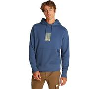 Hoodie CALVIN KLEIN JEANS "BRUSH STROKE GRAPHIC HOODIE", Herren, Gr. L, blau (vintage indigo), Sweatware, Obermaterial: 100% Baumwolle, unifarben, bequem hüftlang, Rippbündchen, Sweatshirts Hoodie, mi