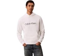 Calvin Klein Herren Hoodie Standard Logo mit Bauchtasche, Weiß (Bright White), L