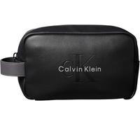 Mini Bag CALVIN KLEIN "BOLD DOPP KIT", Damen, Gr. B/H/T: 20cm x 12,5cm x 8cm, schwarz, Lederimitat, Taschen, Kulturbeutel, Washbag, Kosmetiktasche mit Logoschriftzug (92606013-0) schwarz