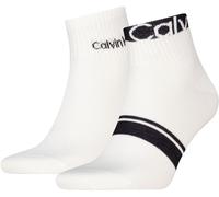 Kurzsocken CALVIN KLEIN "CK MEN QUARTER LOGO STRIPE", Herren, weiß, Baumwollmischung, normal, Socken, mit breitem Rippenbündchen, Cotton-Mix (44686845-0) weiß