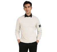 Calvin Klein Herren Langarmshirt Badge Waffle Baumwolle, Beige (Moonbeam), XXS
