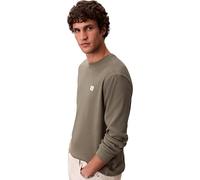 Langarmshirt CALVIN KLEIN JEANS "LS WAFFLE BADGE CREWNK TEE", Herren, Gr. L, dusty olive, Single Jersey, Obermaterial: 60% Baumwolle, 40% Polyester, klassisch normal, Rundhals, eingesetzt Rippbündchen