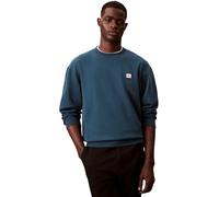 Sweatshirt CALVIN KLEIN JEANS "400GSM TRRY BDG CRWN", Herren, Gr. XL, navy teal, Sweatware, Obermaterial: 100% Baumwolle, klassisch normal, Rundhals, Bündchen, Sweatshirts Sweatshirt, Mit Rundhalsauss
