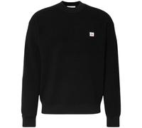 Rundhalspullover CALVIN KLEIN JEANS "LS EZ COTTON WAFFLE CRWNK SWTR 9", Herren, Gr. S, schwarz, Web, Obermaterial: 100% Baumwolle, unifarben, regular fit normal, Rundhals, eingesetzt angesetztes Bündc