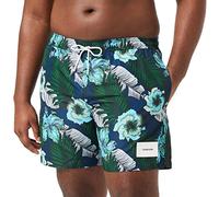 Calvin Klein Herren Medium Drawstring-Print Badehose, Blau (Tropical Print Blue 0YB), Large