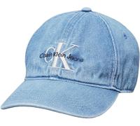 Baseball Cap CALVIN KLEIN JEANS "6 PANEL MONO LOGO BB CAP", Damen, blau (vintage denim), Stoff, Baumwolle, unifarben, casual, Caps, in gewaschener Optik (17299133-0) vintage denim