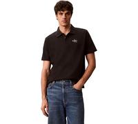 Calvin Klein Herren Poloshirt Kurzarm Easy Monologo mit Knopfleiste, Schwarz (Black), M