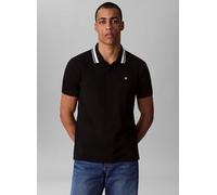 Calvin Klein Herren Poloshirt Kurzarm Monogram Pique Tipped aus Baumwolle, Schwarz (Black), XL