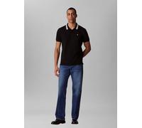 Calvin Klein Herren Poloshirt Kurzarm Monogram Pique Tipped aus Baumwolle, Schwarz (Black), XS