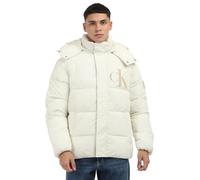 Calvin Klein Herren Pufferjacke Essentials mit Kapuze, Weiß (Ivory), XXS