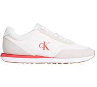Sneaker CALVIN KLEIN JEANS "RETRO RUNNER ESS MIX MAT", Herren, Gr. 43, weiß, beige, orange, Leder, Textil, kontrastfarbene Details, Schuhe Sneaker, Freizeitschuh, Halbschuh, Schnürschuh mit Logo-Emble