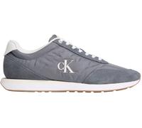 Sneaker CALVIN KLEIN JEANS "RETRO RUNNER ESS MIX MAT", Herren, Gr. 42, grau, Leder, Textil, unifarben mit Farbeinsatz, Schuhe Sneaker, Freizeitschuh, Halbschuh, Schnürschuh mit Logo-Emblem (47850335-4