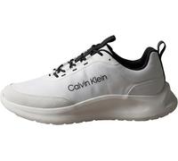 Sneaker CALVIN KLEIN "LIGHT EVA RUNN ESS LACEUP NY-SU", Herren, Gr. 40, weiß, schwarz, Leder, Textil, unifarben mit Farbeinsatz, Basic, Schuhe Sneaker, Freizeitschuh, Halbschuh, Schnürer mit CK-Schrif