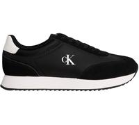 Calvin Klein Herren Runner Sneaker Retro Lace Up aus Leder, Schwarz (Black/Bright White), 44