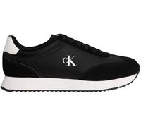 Calvin Klein Herren Runner Sneaker Retro Lace Up aus Leder, Schwarz (Black/Bright White), 44