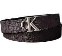 Ledergürtel CALVIN KLEIN "CK BUCKLE TUMBLED 35MM ADJ/REV", Herren, Gr. 100, schwarz, ck schwarz braun, brushed nic, Web, Rindsleder, unifarben, Gürtel Ledergürtel, Umkehrbar (62431346-100) schwarz, ck