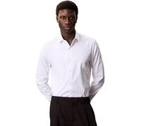 Businesshemd CALVIN KLEIN "SLIM ESNTL POPLIN NOS STR SLD", Herren, Gr. 37, N-Gr, weiß, Web, Obermaterial: 97% Baumwolle, 3% Elasthan, unifarben, slim fit hüftlang, Rundhals, eingesetzt 1-Knopf-Mansche