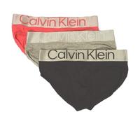 Calvin Klein Herren Slips Unterhose 3er Pack Stretch Baumwolle sichtbarer Gummizug Art. NB3129O, JSO Cerise lipstich/Grey Heather/Black, Size M/IN 32-34 / cm.81-86