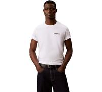 T-Shirt CALVIN KLEIN, Jungen, Gr. M, weiß (hellweiß), Single Jersey, Obermaterial: 100% Baumwolle, unifarben, regular fit normal, Rundhals, abgesteppte Kante, Shirts T-Shirt, reine Baumwolle, Regular 