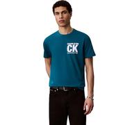 Calvin Klein Herren T-Shirt Kurzarm Corner Graphic mit Logo, Blau (Teal Marine), L