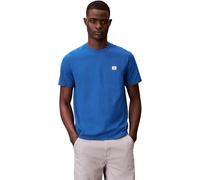 T-Shirt CALVIN KLEIN JEANS "SS BADGE 30S JERSEY CLASSIC TEE", Herren, Gr. L, classic blau, Single Jersey, Obermaterial: 100% Baumwolle, regular fit normal, Rundhals, eingesetzt abgesteppte Kante, Shir