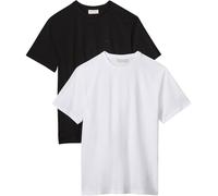 T-Shirt CALVIN KLEIN JEANS "SS CLASSIC MONOGRAM TEE 2PK", Herren, Gr. XL, schwarz, hellweiß, Web, Obermaterial: 100% Baumwolle, unifarben, regular fit normal, Rundhals, eingesetzt abgesteppte Kante, S
