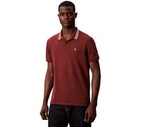 Calvin Klein Herren SS Monogram Pique Tipped Polo LV04RC276G Polos, Rot (Mocha Moment), S, Rot (Mokka Moment), S
