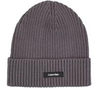 Calvin Klein Herren Strickmütze Classic Cotton Rib Beanie aus Baumwolle, Grau (Iron Gate), Einheitsgröße