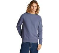 Calvin Klein Herren Sweatshirt Badge Crew Neck aus Baumwolle, Blau (Grisaille), XS