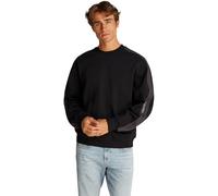 Calvin Klein Herren Sweatshirt Logo Tape Crew Neck Relaxed Fit, Schwarz (Ck Black), S