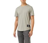 Calvin Klein Herren T-Shirt Kurzarm Badge Turn Up Sleeve Rundhalsausschnitt, Beige (Elephant Skin), XS