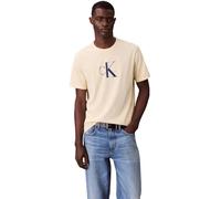 Calvin Klein Herren T-Shirt Kurzarm Center Monogram Classic aus Baumwolle, Gelb (Sunlight), XL