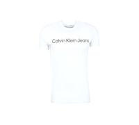 T-Shirt CALVIN KLEIN JEANS "CORE INSTITUTIONAL LOGO SLIM TEE", Herren, Gr. XL, weiß (hellweiß), Single Jersey, Obermaterial: 100% Baumwolle, bedruckt, modisch, slim fit, Rundhals, Kurzarm, Shirts, mit
